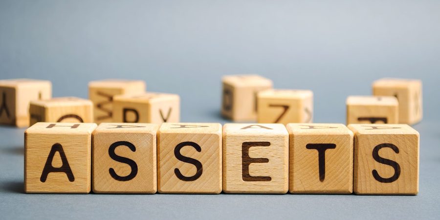 Wooden letter blocks spelling ASSETS.